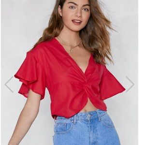 Nasty Gal Tops - Red Cropped Blouse Nasty Gal Tops - Red Cropped Blouse